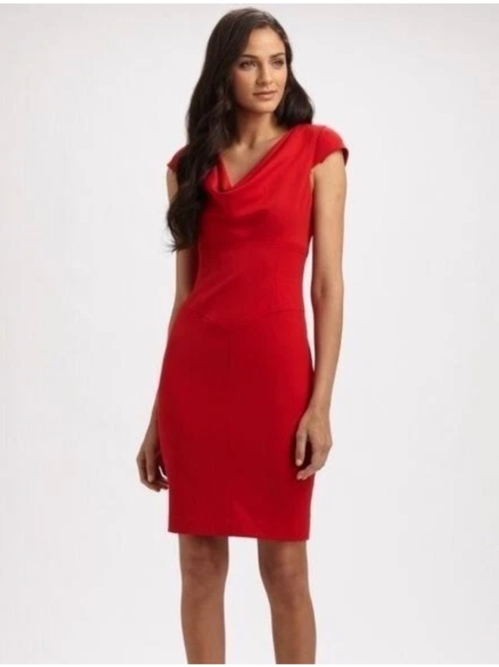 Black Halo Red Gretchen Cowl-Neck Sheath Dress ❤️❤️